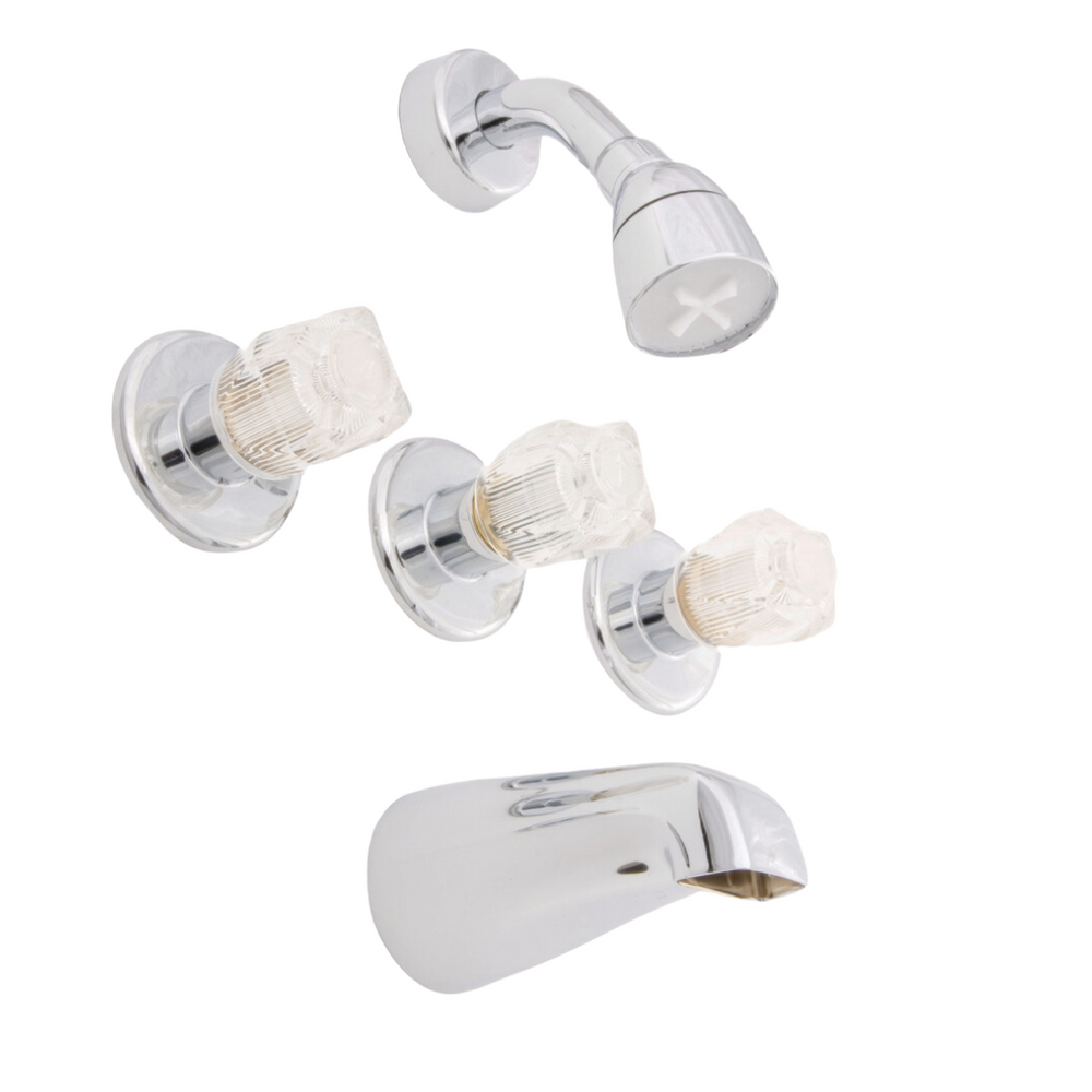 Superior Manufactured Home Parts & Supply 8_3HandleTub_ShowerDiverterwithCrystalHandles_BrassStems_ShowerHead