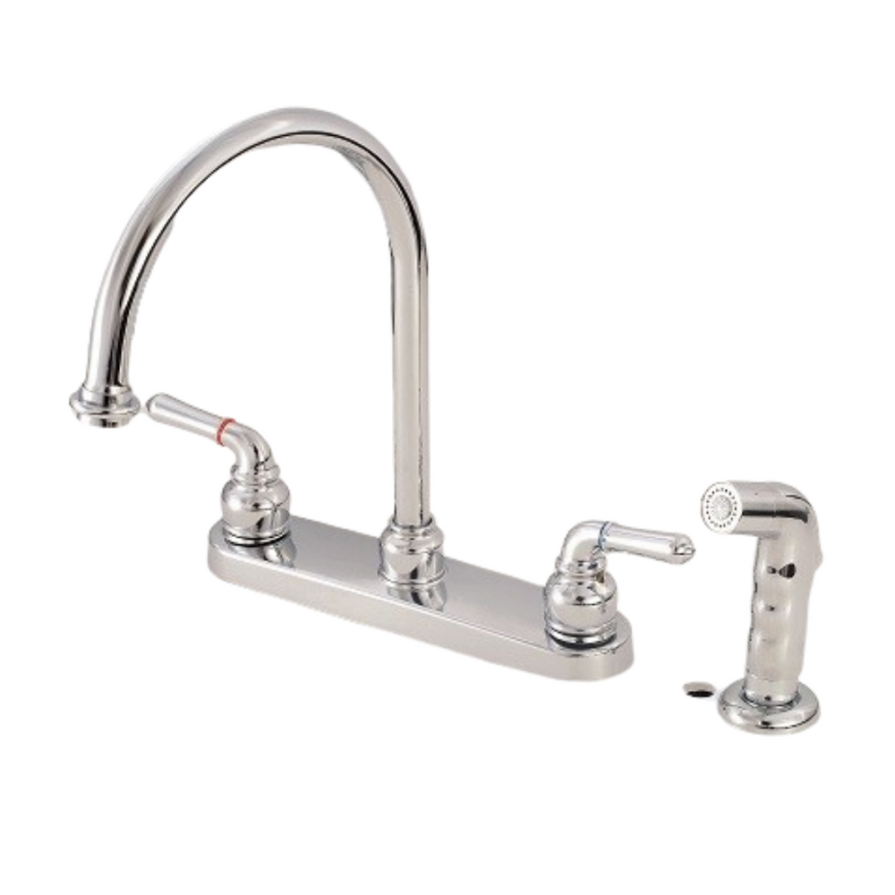 Brass Chrome Polished Kitchen Faucet J-Spout with Spray