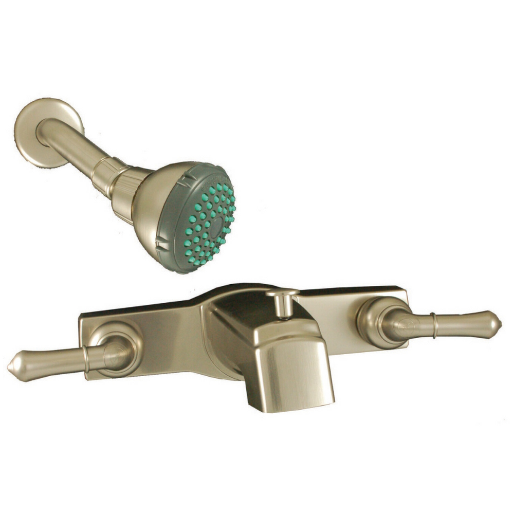 8" Tub Shower Diverter Faucet With Teapot Lever Handles w/ HAF- Brushed Nickel
